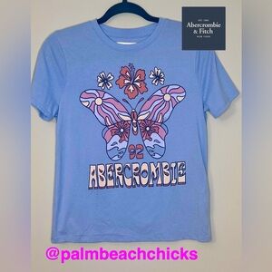 Abercrombie Kids Girls Blue Butterfly T-shirt Size 11/12